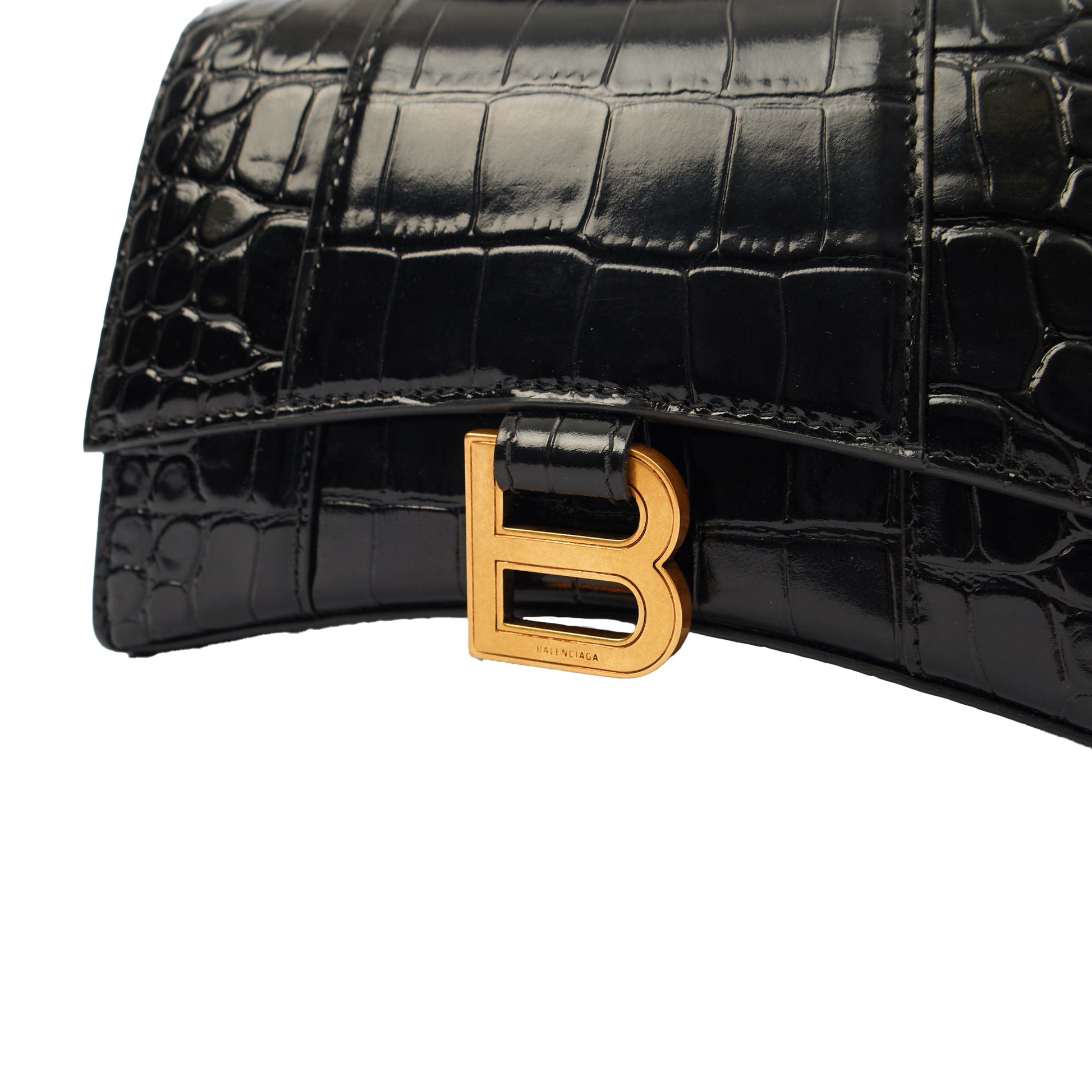 Balenciaga Mini Bag Hourglass XS in Black, Exotic Effect Leather — Alternate View 12