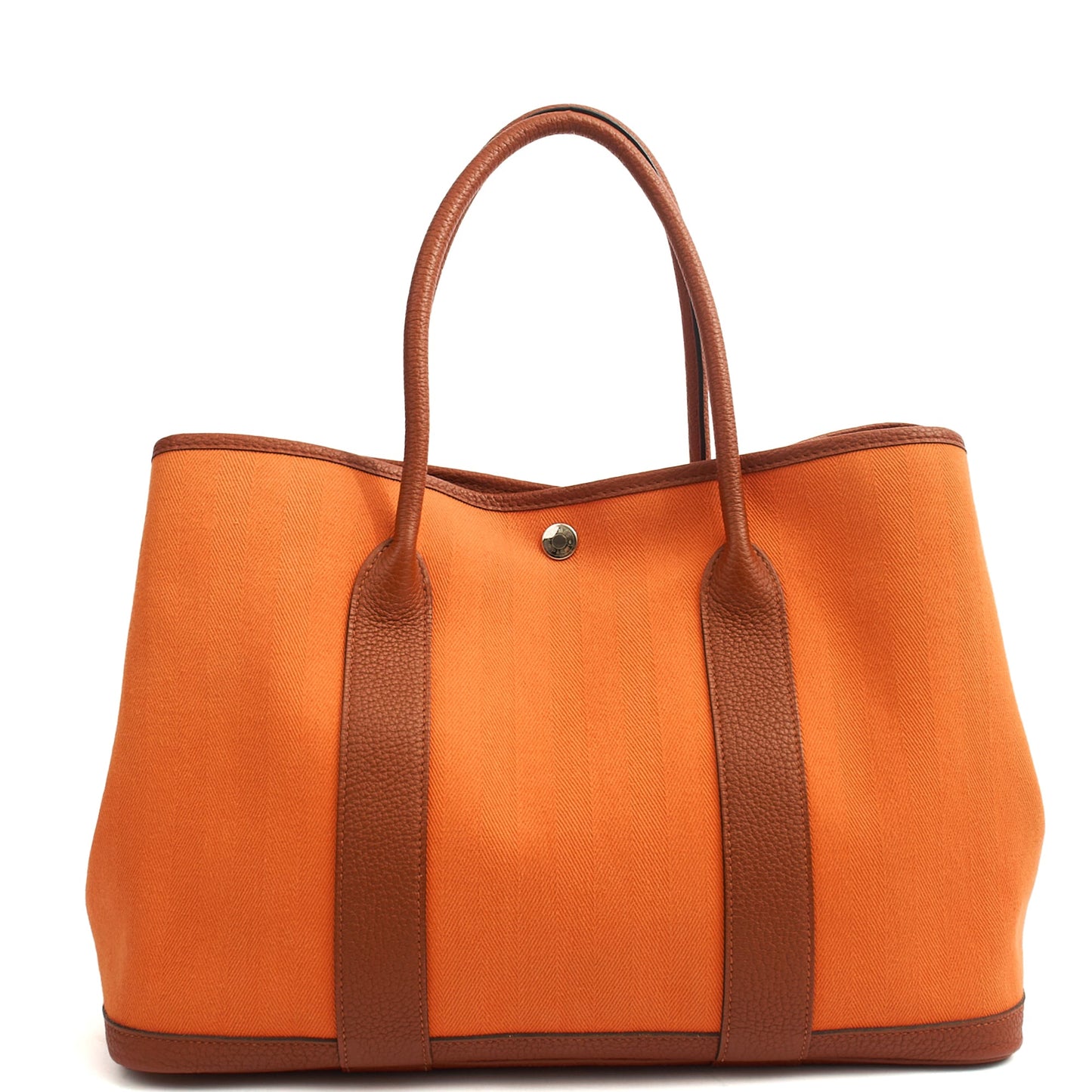 Hermes Garden Tote 30 in Classic Orange, Canvas — Front View