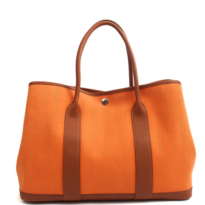 Hermes Garden Tote 30 in Classic Orange, Canvas — Front View
