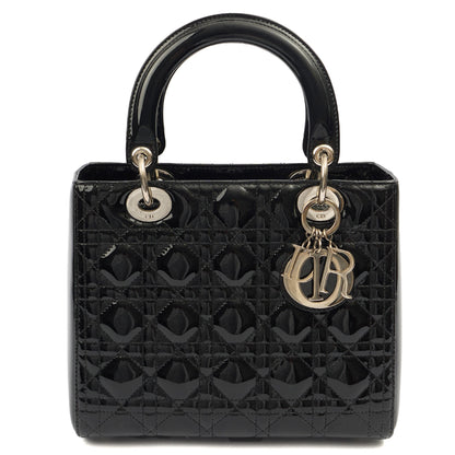 Christian Dior Top Handle Lady Dior - Medium in Black, Patent Leather — Alternate View 8