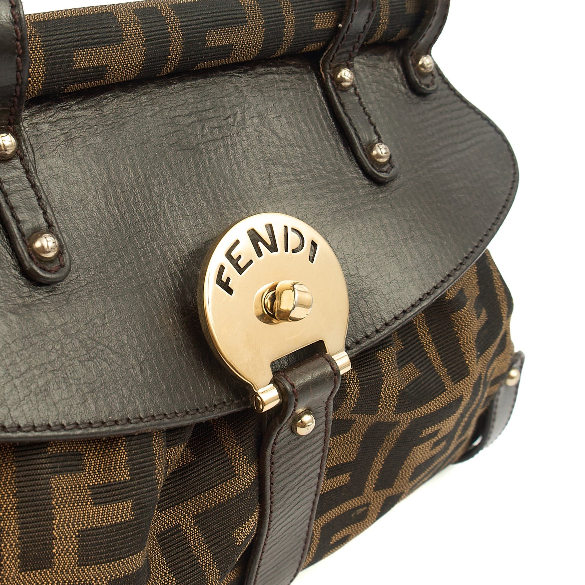 Fendi Top Handle Zucca Top Handle in Zucca FF, Canvas — Back View