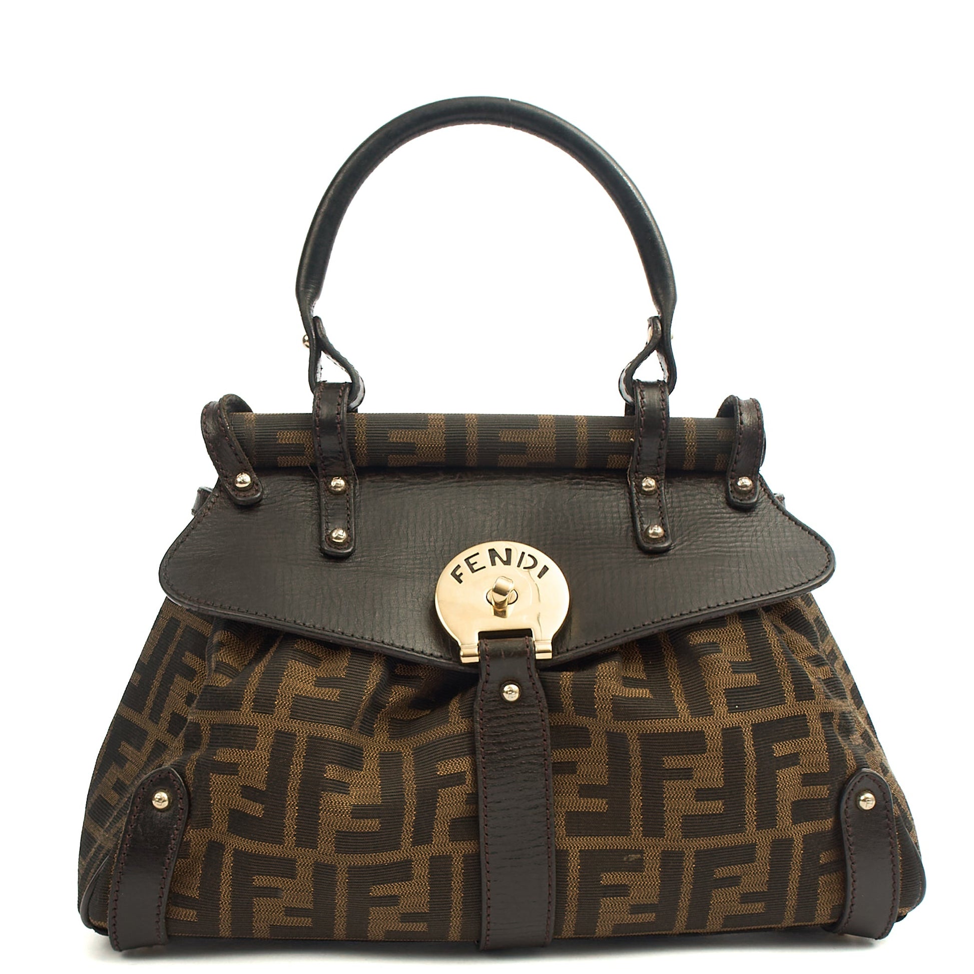 Fendi Top Handle Zucca Top Handle in Zucca FF, Canvas — Front View
