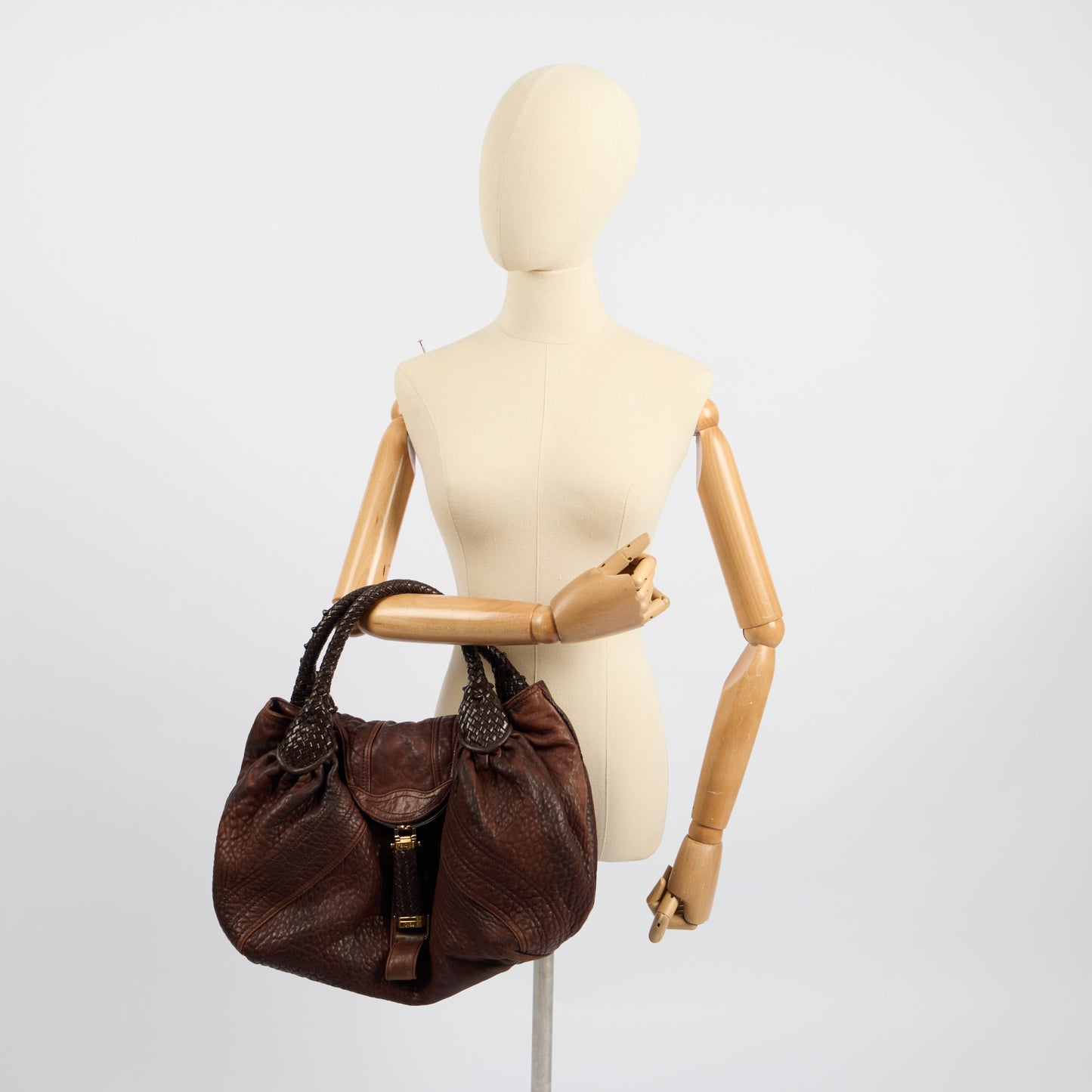 Fendi Shoulder Bag Spy Bag in Brown, Leather — Back View