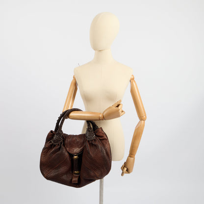 Fendi Shoulder Bag Spy Bag in Brown, Leather — Back View