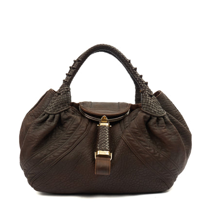 Fendi Shoulder Bag Spy Bag in Brown, Leather — Front View