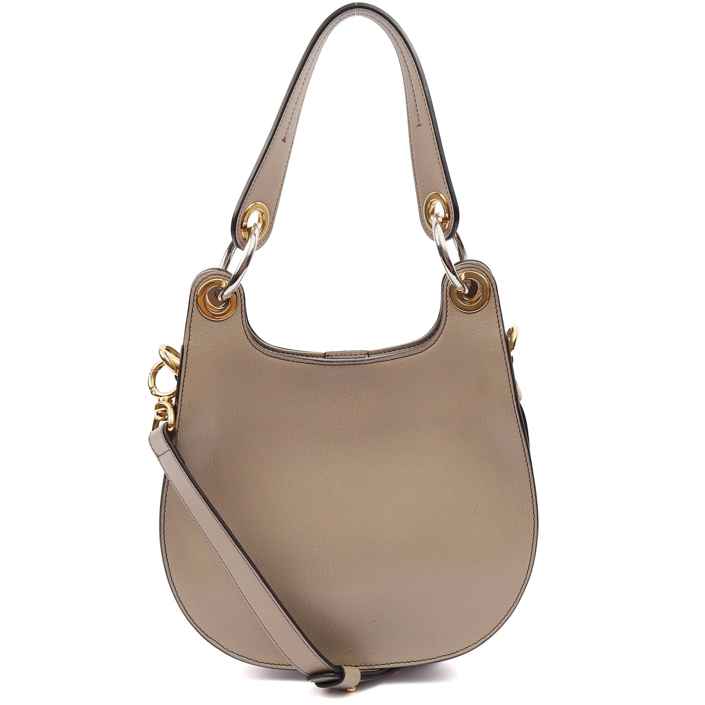 Chloe Shoulder Bag Tess - Medium in Motty Grey, Leather — Back View