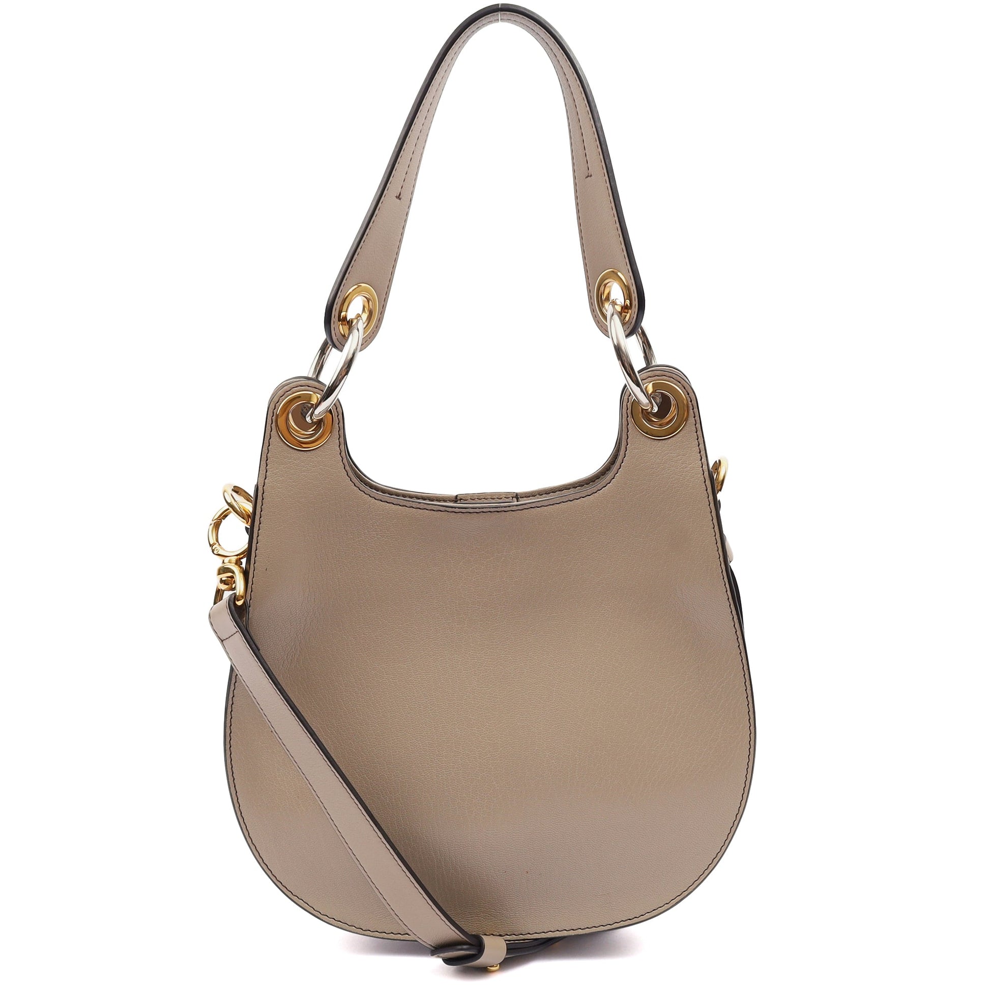 Chloe Shoulder Bag Tess - Medium in Motty Grey, Leather — Back View