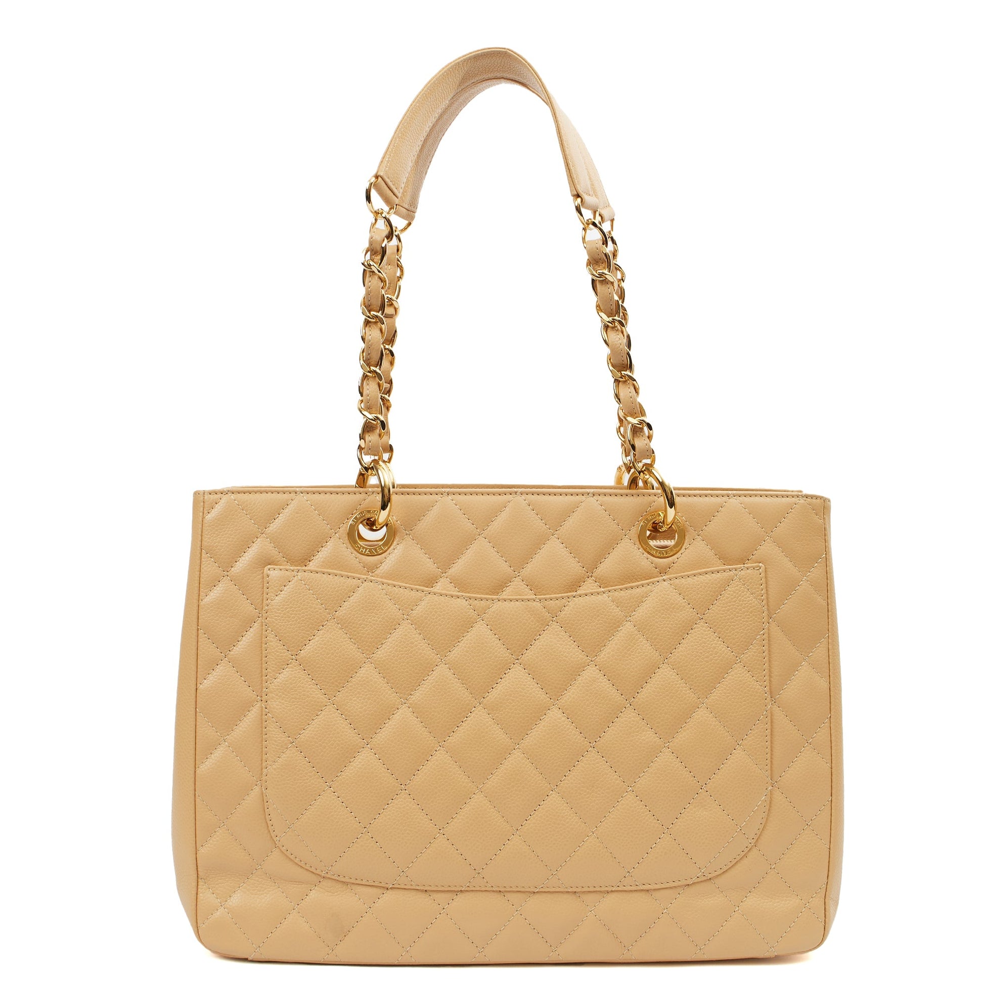 Chanel Tote Grand Shopping Tote in Neutral, Leather — Back View