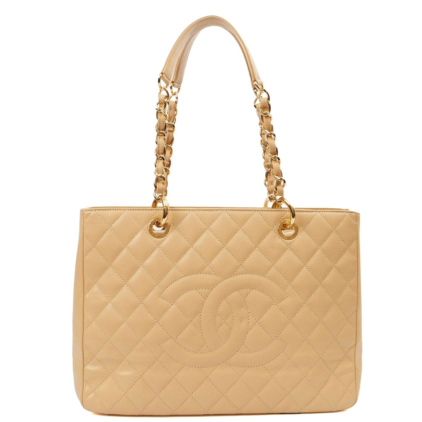 Chanel Tote Grand Shopping Tote in Neutral, Leather — Front View