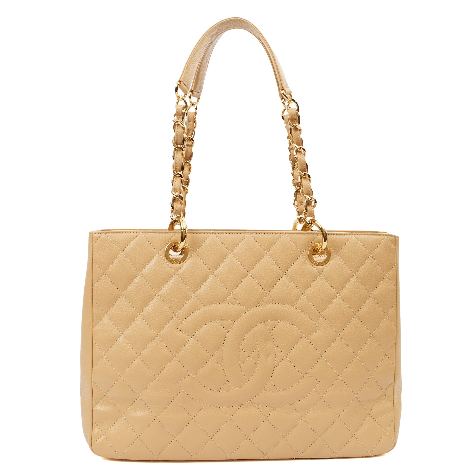 Chanel Tote Grand Shopping Tote in Neutral, Leather — Front View