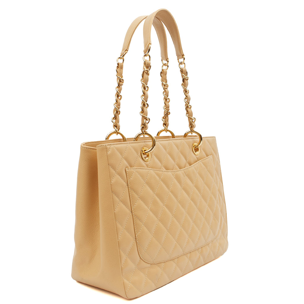 Chanel Tote Grand Shopping Tote in Neutral, Leather — Side View