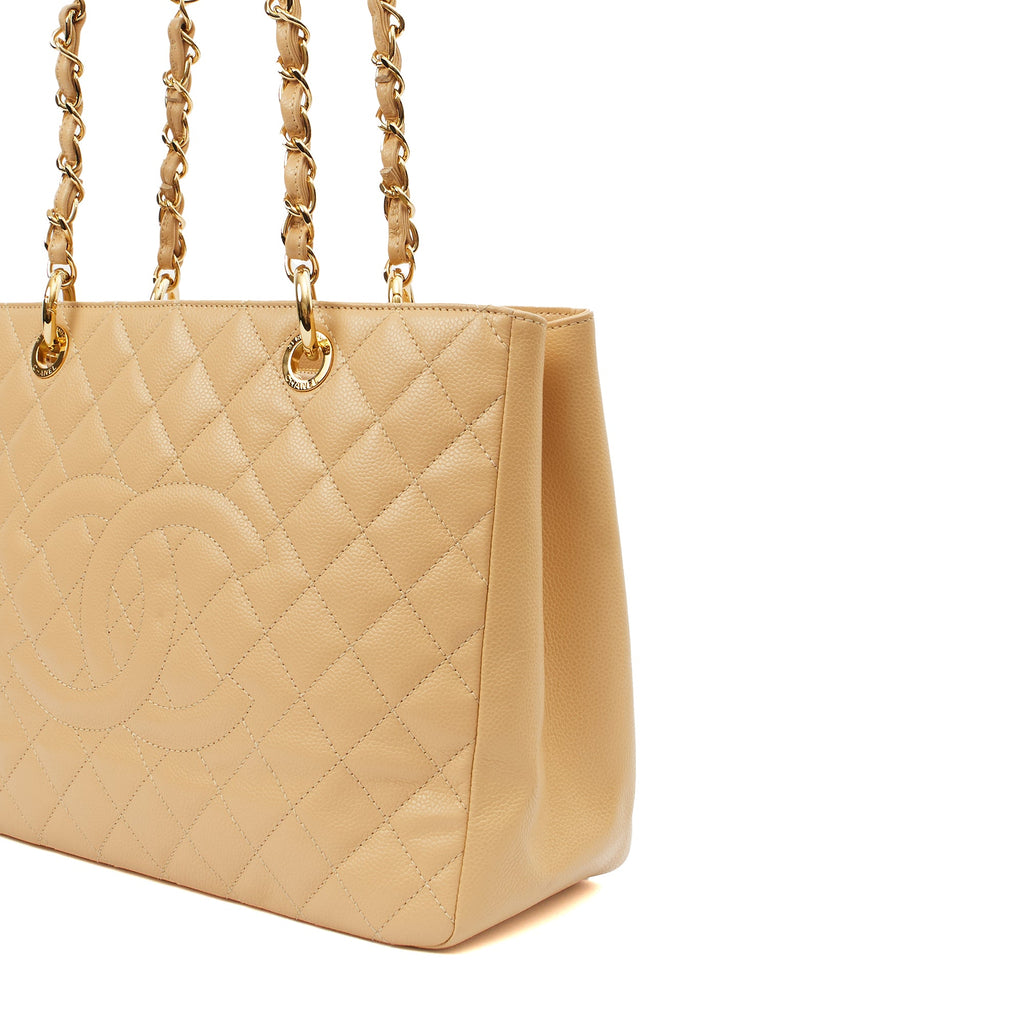 Chanel Tote Grand Shopping Tote in Neutral, Leather — Detail View