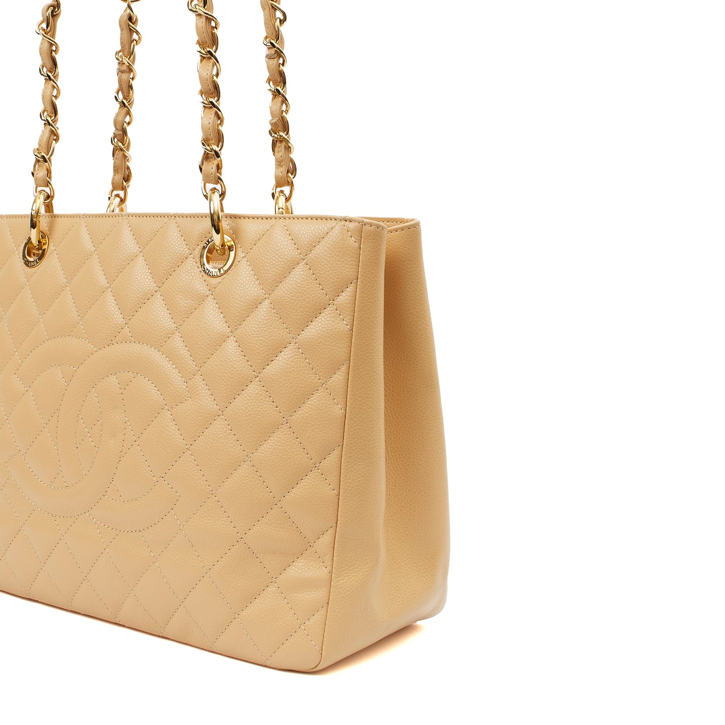 Chanel Tote Grand Shopping Tote in Neutral, Leather — Detail View