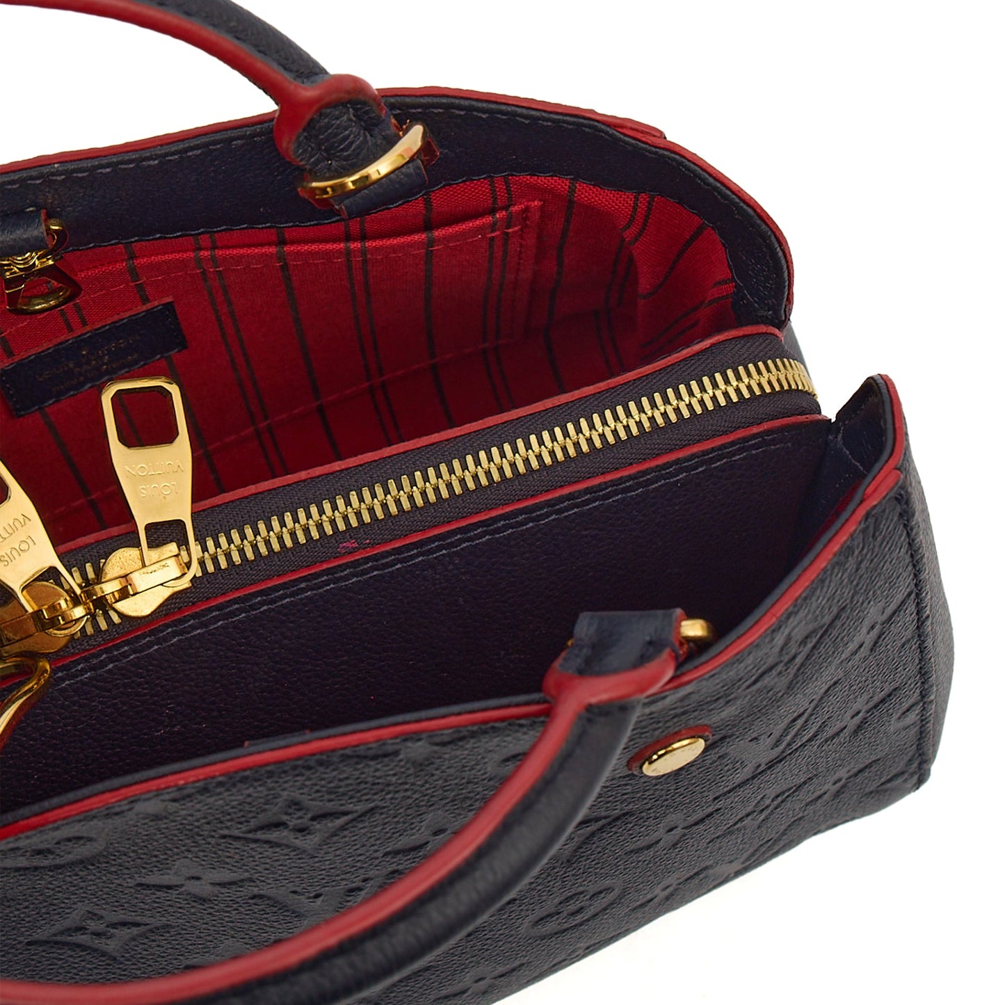 Louis Vuitton Cross Body Montaigne BB in Blue, Empreinte Leather — Alternate View 8
