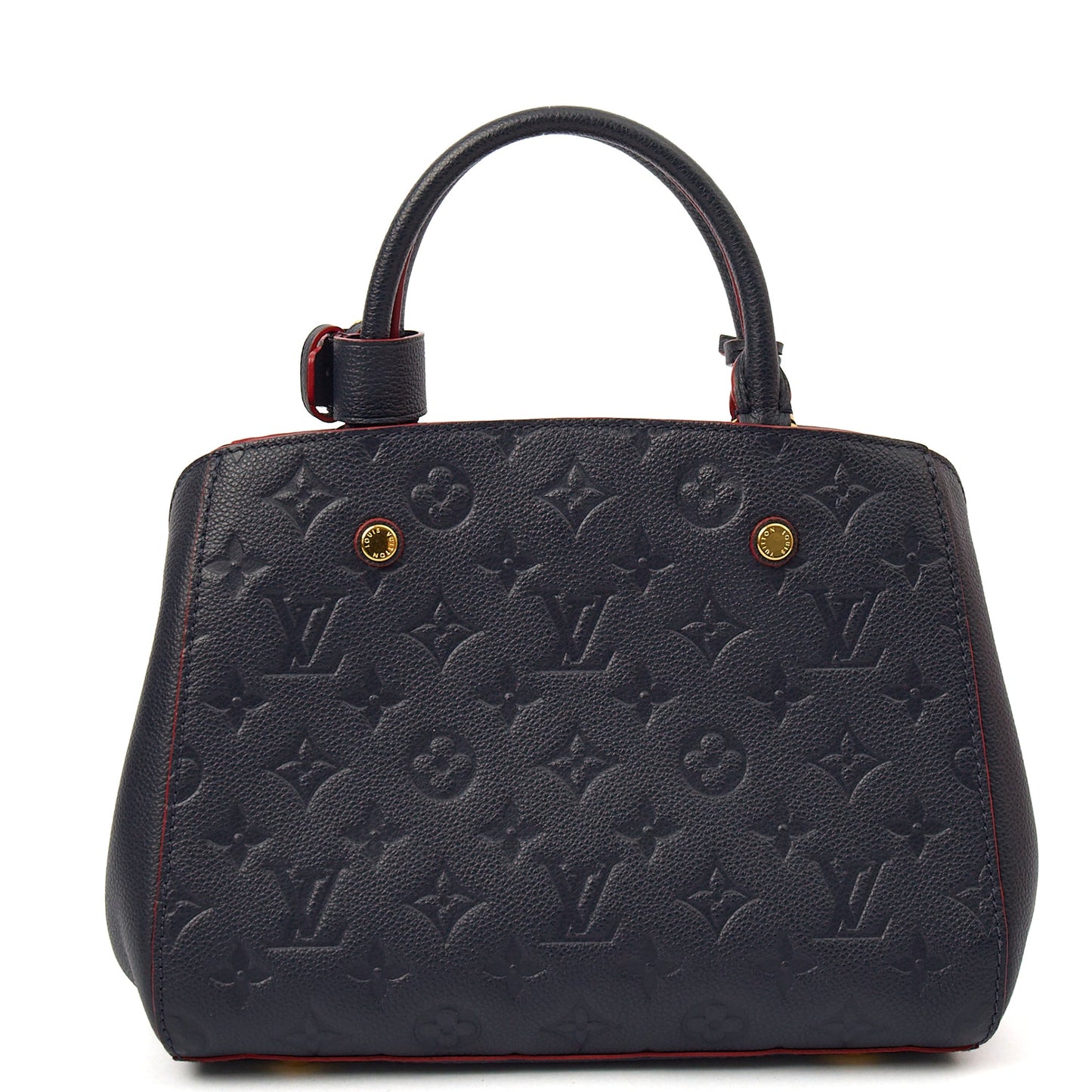 Louis Vuitton Cross Body Montaigne BB in Blue, Empreinte Leather — Top View