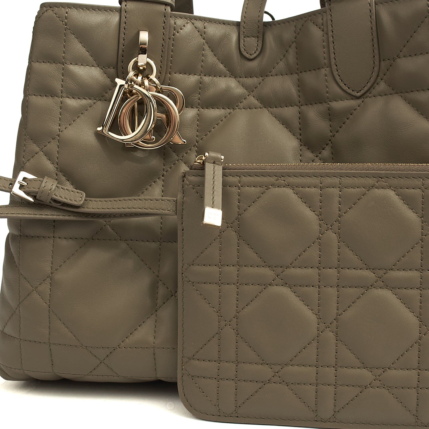 Christian Dior Tote Toujours - Medium in Green, Leather — Detail View