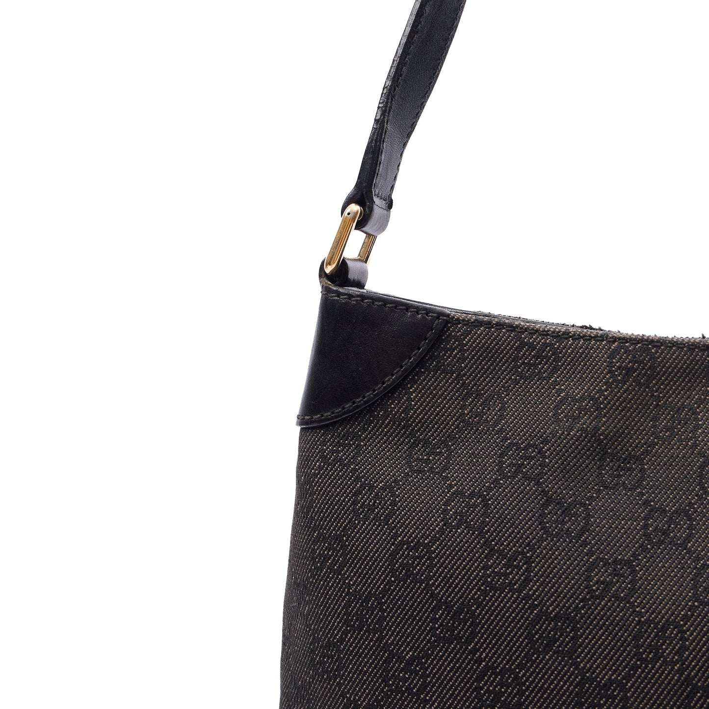 Gucci Shoulder Bag Shoulder Bag in Black, Fabric — Side View