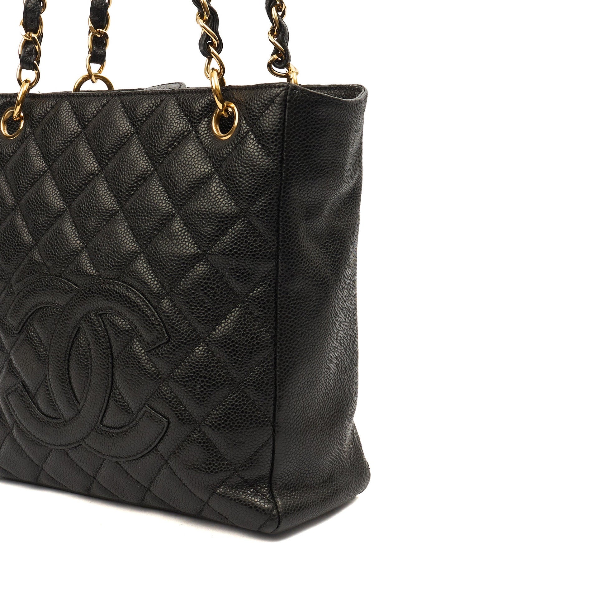 Chanel Tote Petite Shopping Tote in Black, Caviar Leather — Alternate View 7