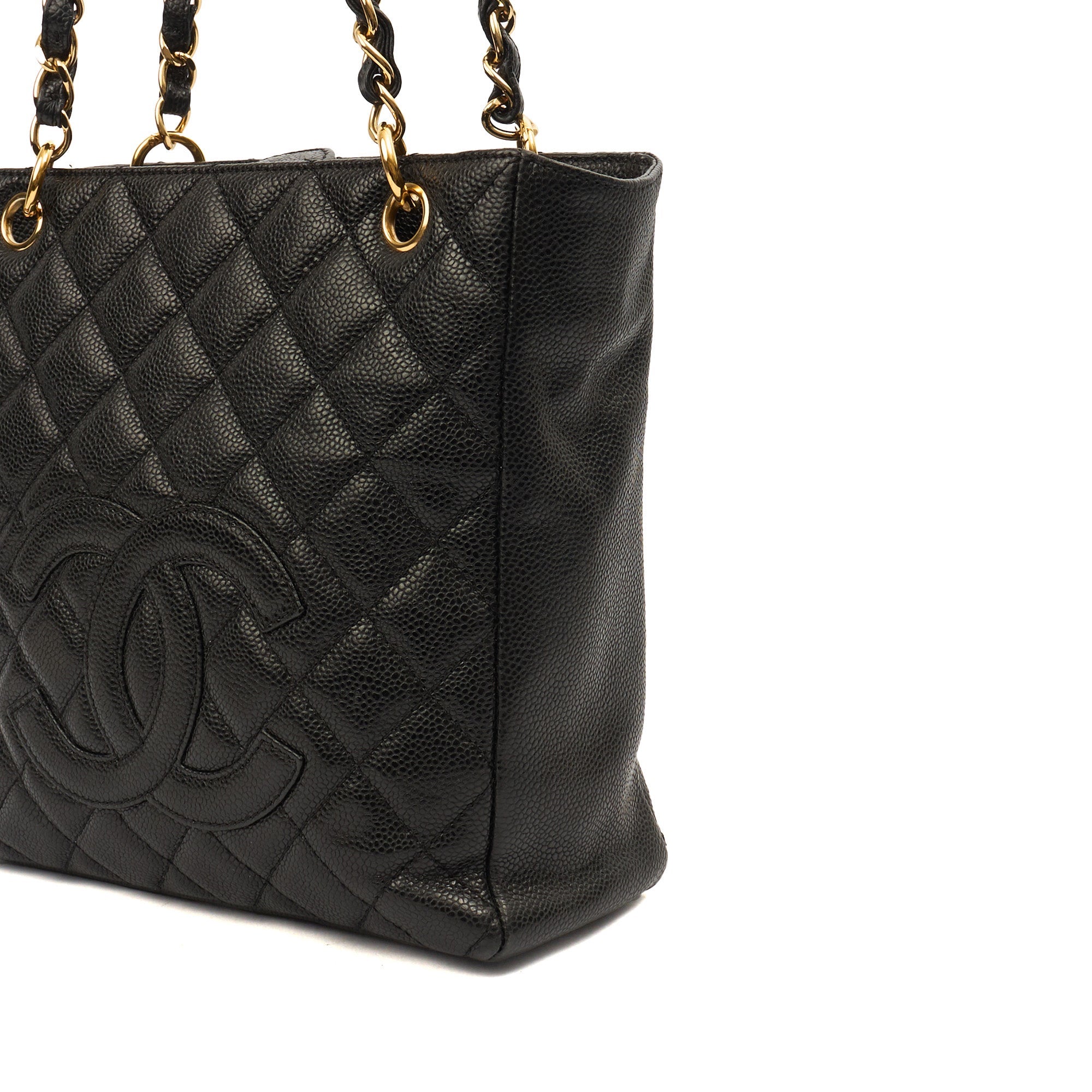 Chanel Tote Petite Shopping Tote in Black, Caviar Leather — Alternate View 7