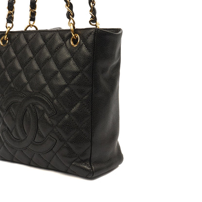 Chanel Tote Petite Shopping Tote in Black, Caviar Leather — Alternate View 7