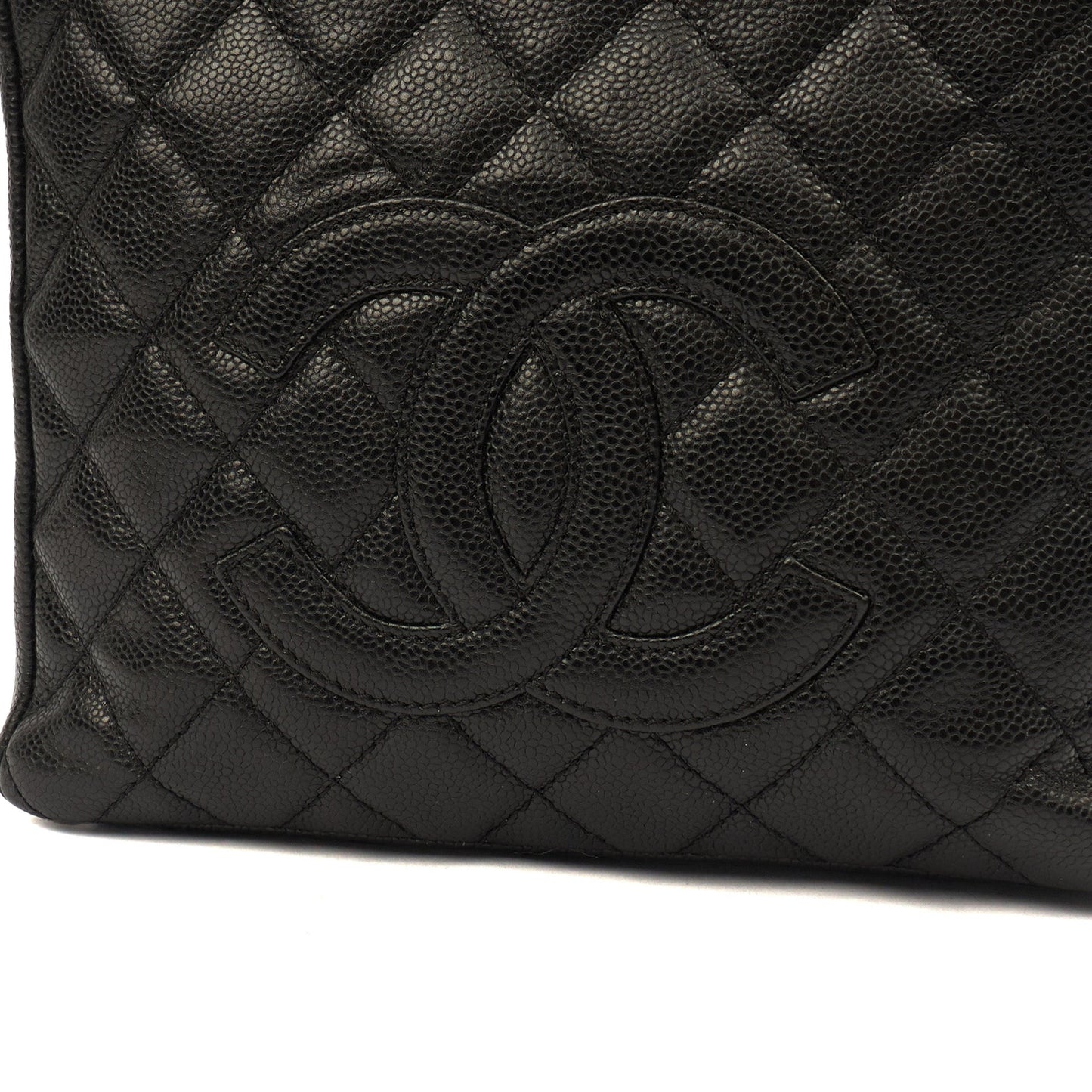Chanel Tote Petite Shopping Tote in Black, Caviar Leather — Alternate View 8