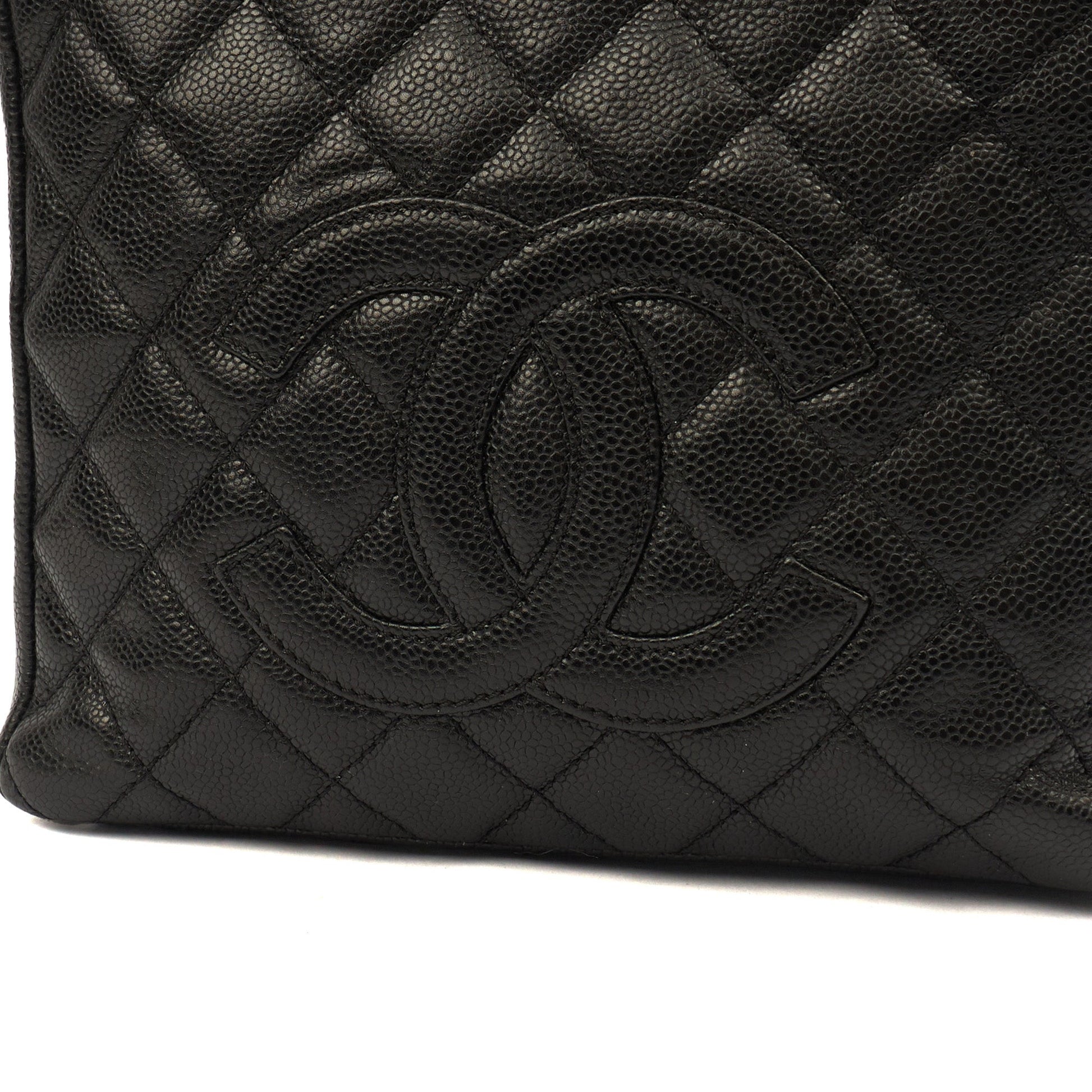 Chanel Tote Petite Shopping Tote in Black, Caviar Leather — Alternate View 8