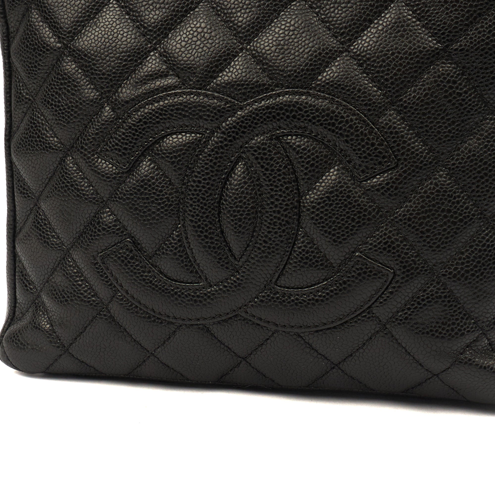Chanel Tote Petite Shopping Tote in Black, Caviar Leather — Alternate View 8