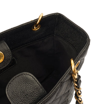 Chanel Tote Petite Shopping Tote in Black, Caviar Leather — Alternate View 10