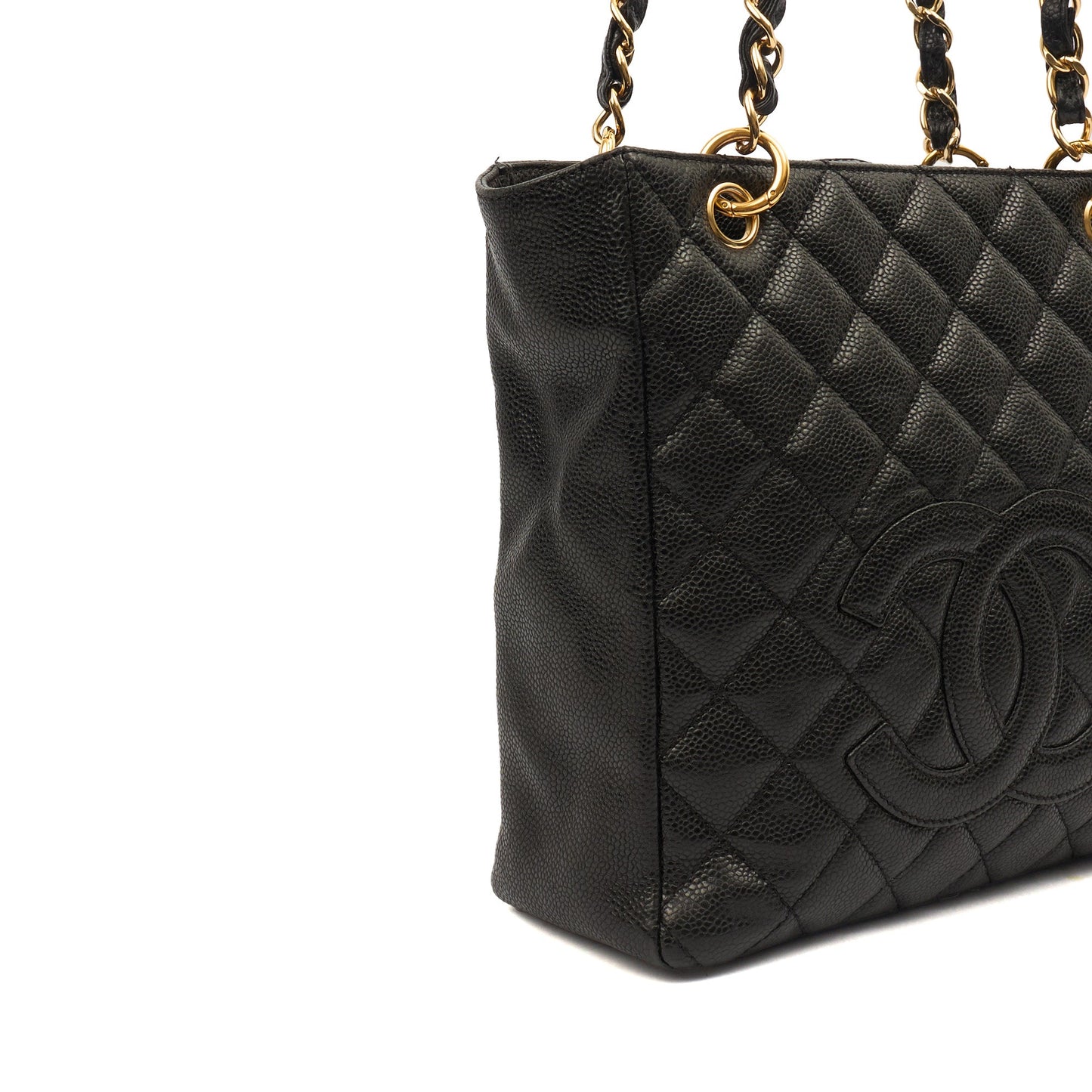 Chanel Tote Petite Shopping Tote in Black, Caviar Leather — Alternate View 9