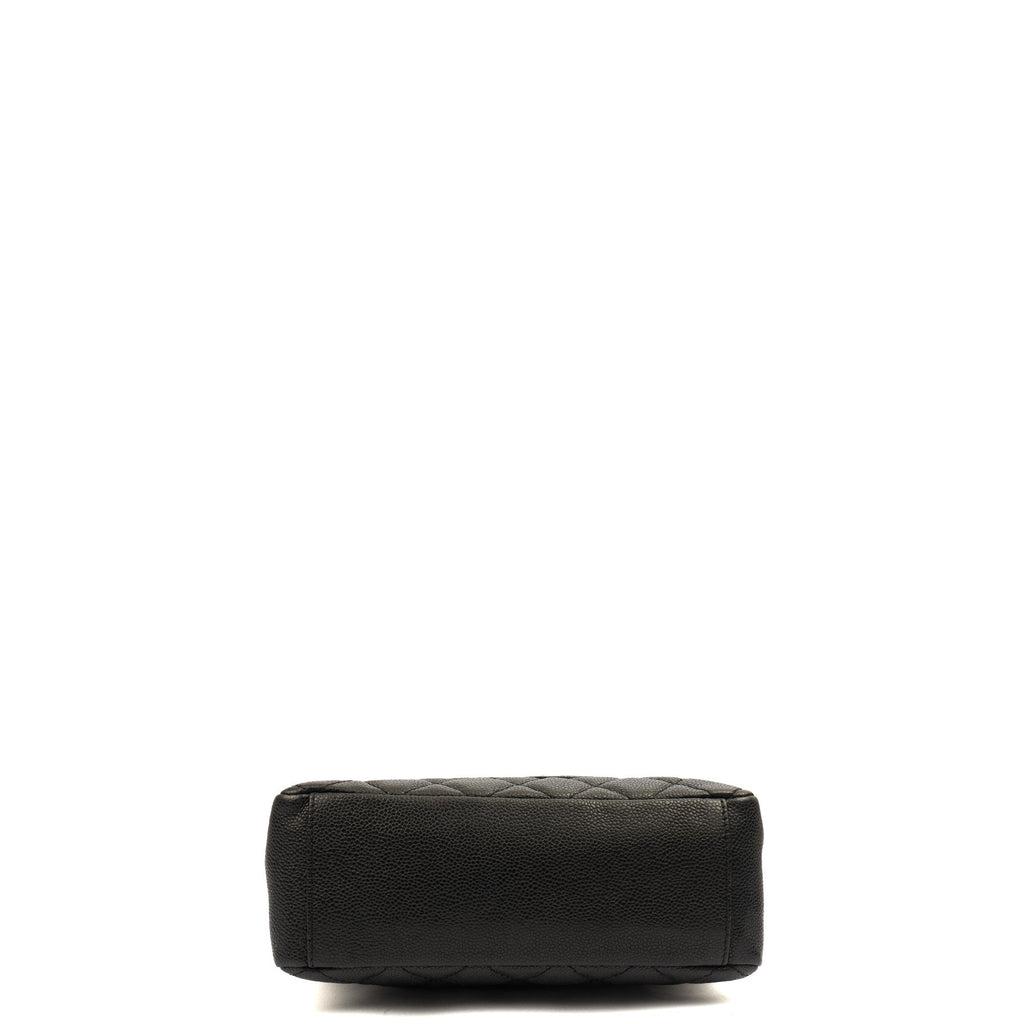 Chanel Tote Petite Shopping Tote in Black, Caviar Leather — Detail View