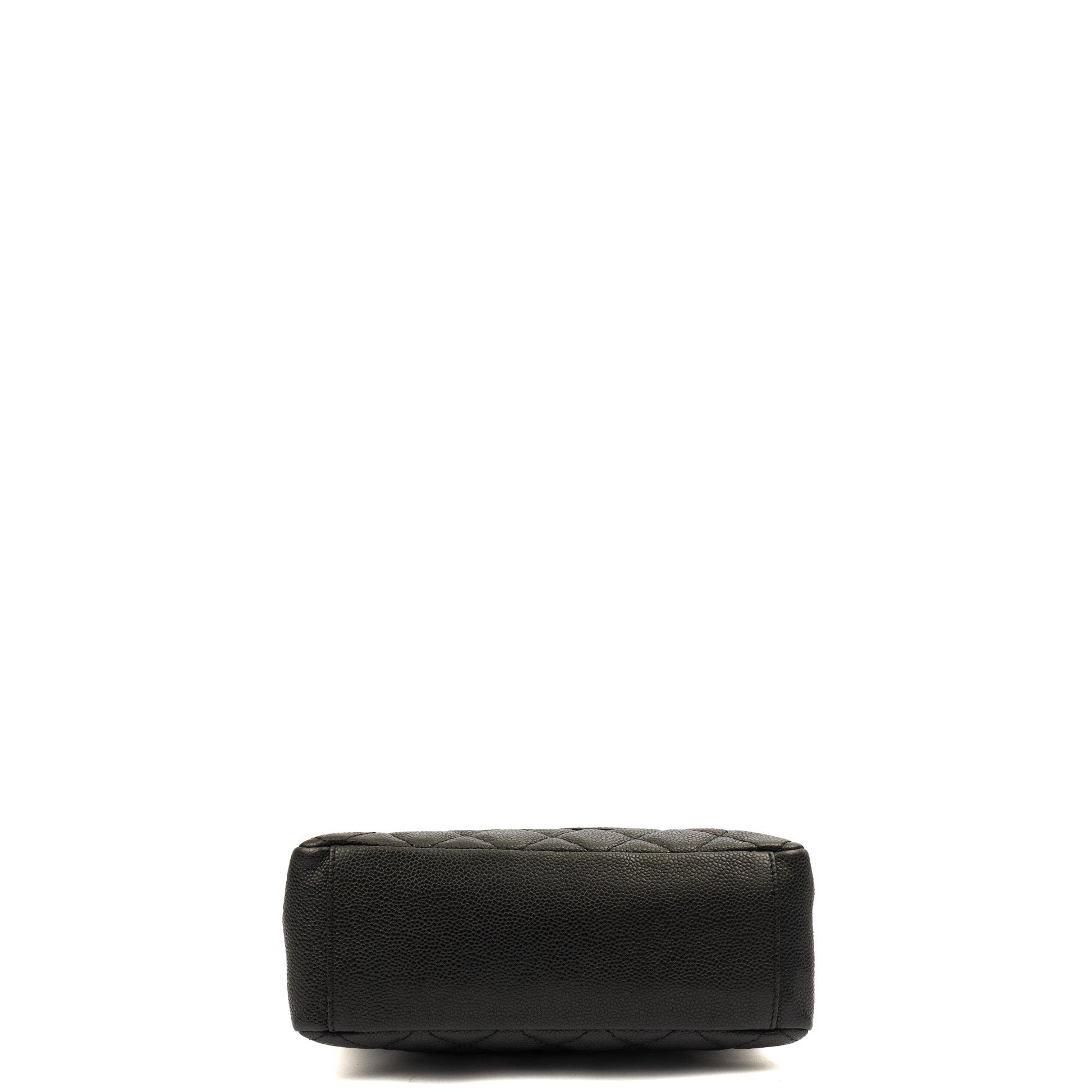 Chanel Tote Petite Shopping Tote in Black, Caviar Leather — Detail View