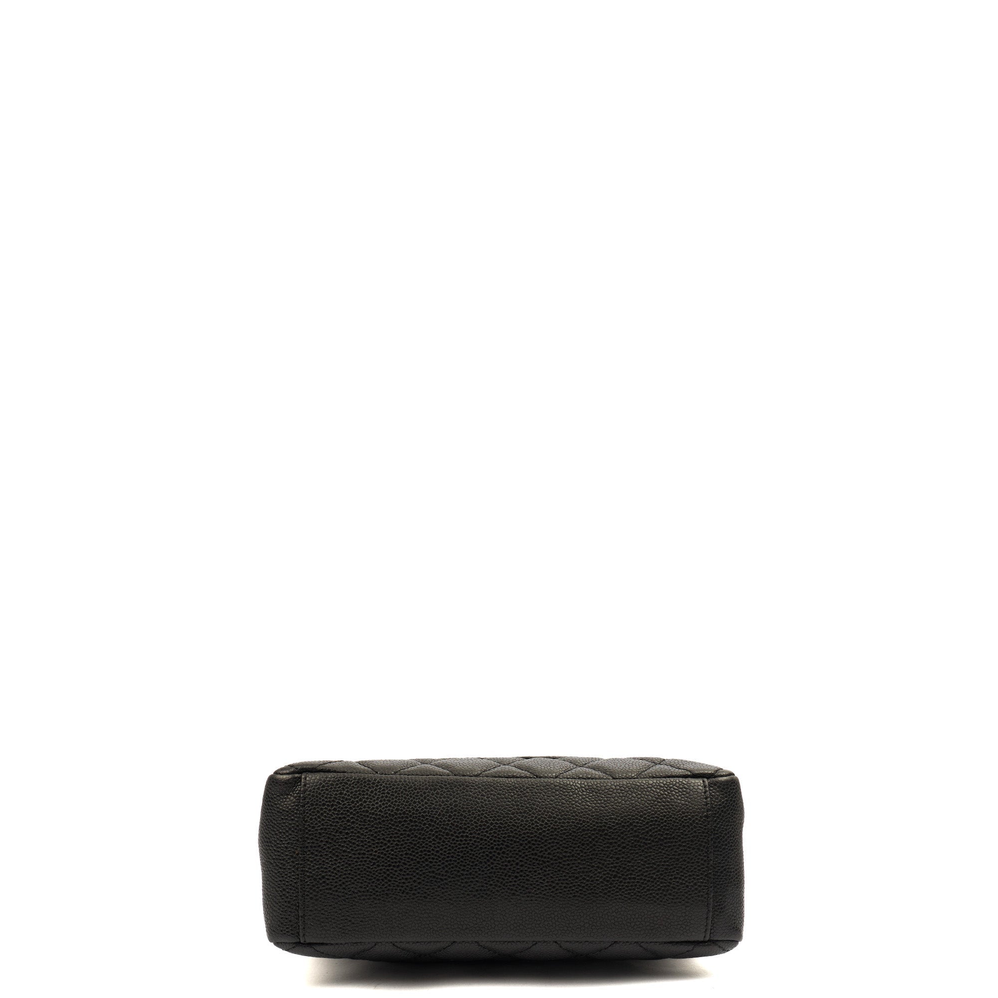 Chanel Tote Petite Shopping Tote in Black, Caviar Leather — Detail View