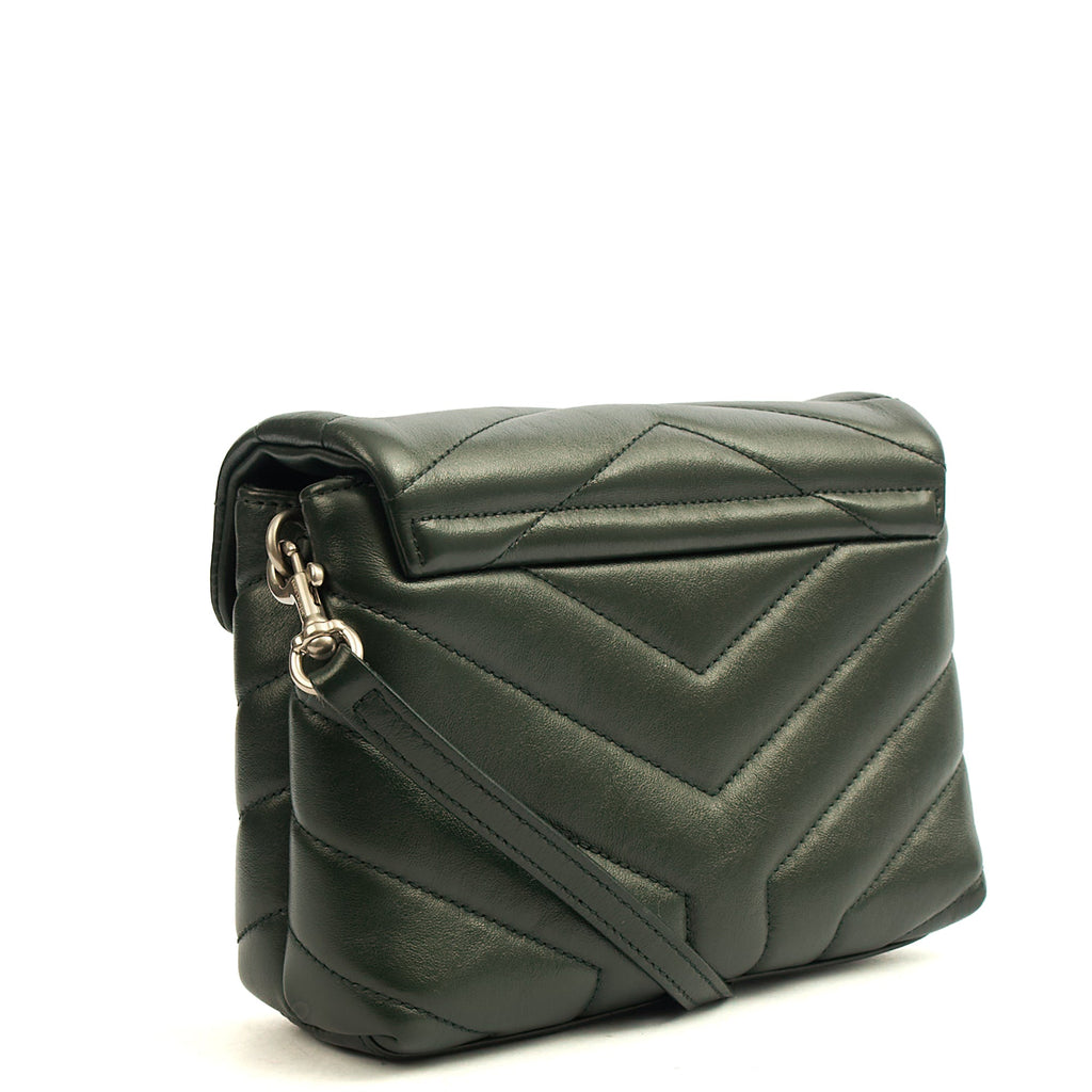 Saint Laurent Cross Body LouLou - Toy in Dark Green, Calfskin Leather — Back View