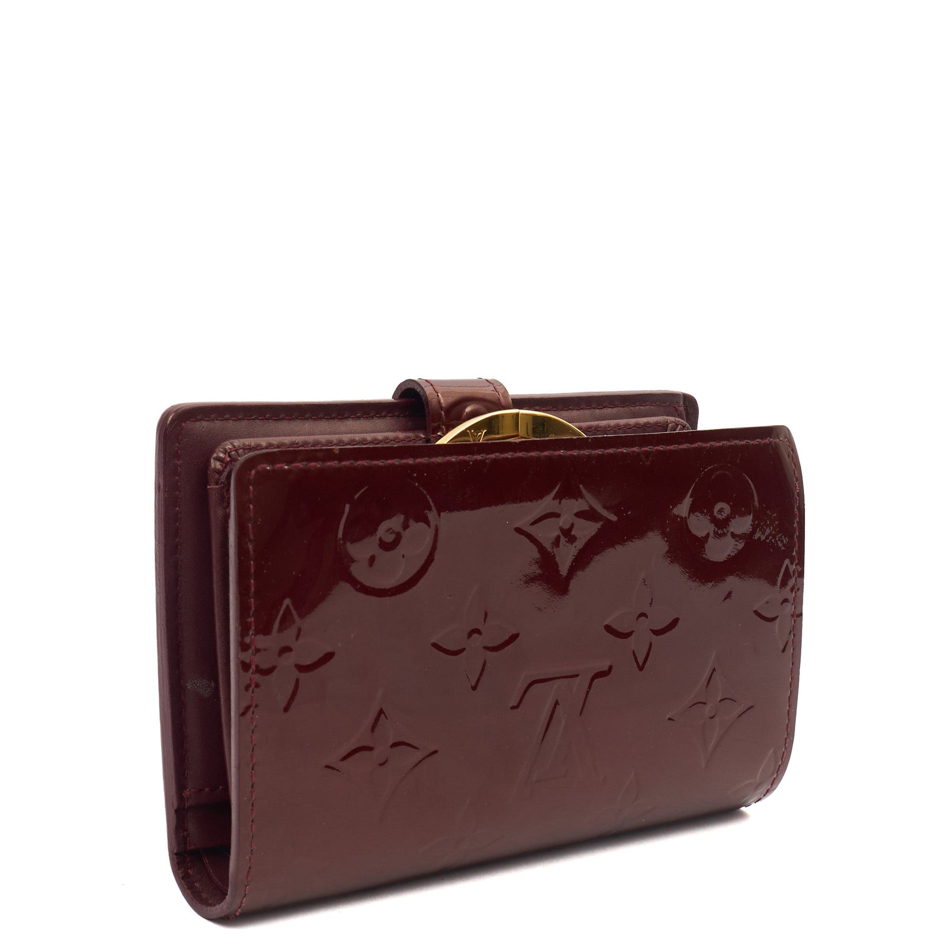 Louis Vuitton Wallet French Purse Wallet in Red, Vernis — Back View