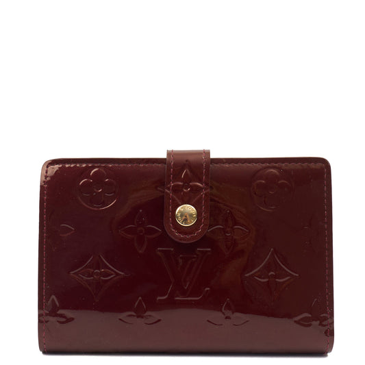Louis Vuitton Wallet French Purse Wallet in Red, Vernis — Front View