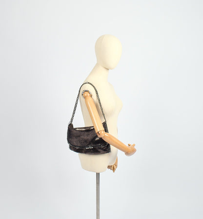 Stella McCartney Shoulder Bag Falabella Clutch in Metallic, Fabric — Side View