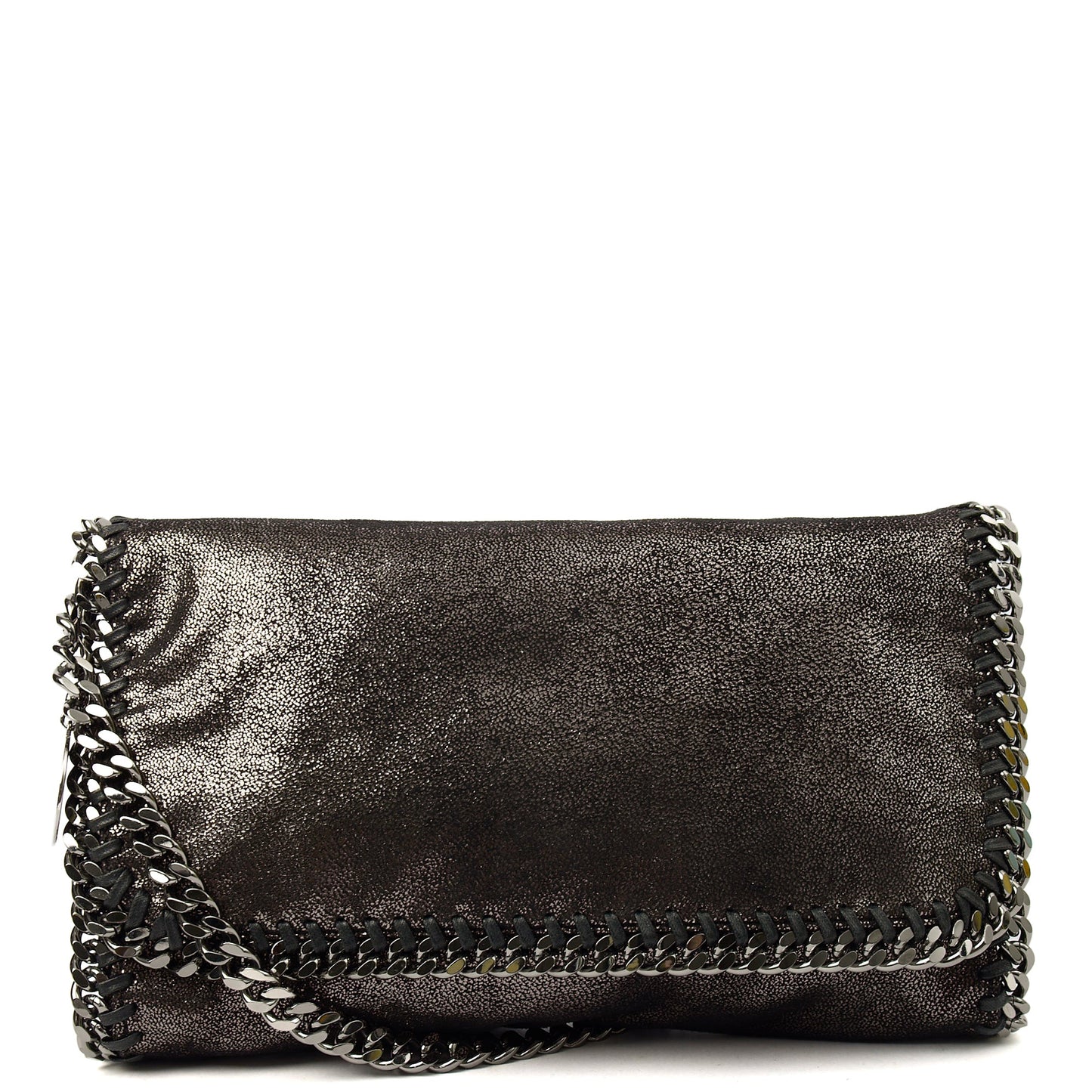Stella McCartney Shoulder Bag Falabella Clutch in Metallic, Fabric — Front View