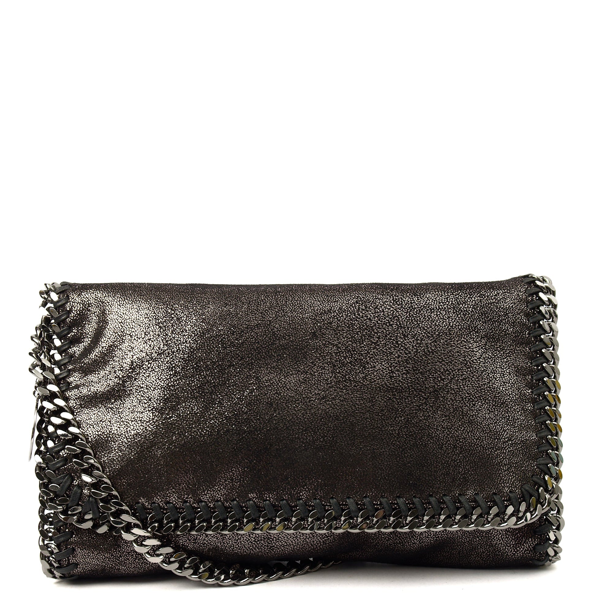 Stella McCartney Shoulder Bag Falabella Clutch in Metallic, Fabric — Front View