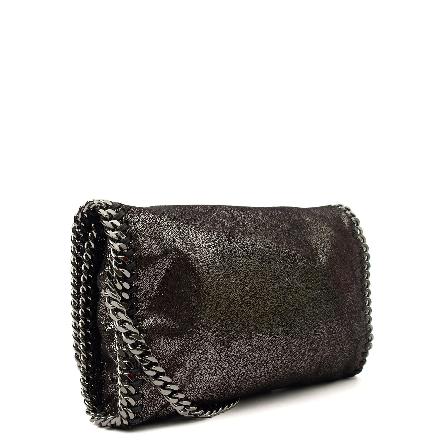 Stella McCartney Shoulder Bag Falabella Clutch in Metallic, Fabric — Back View