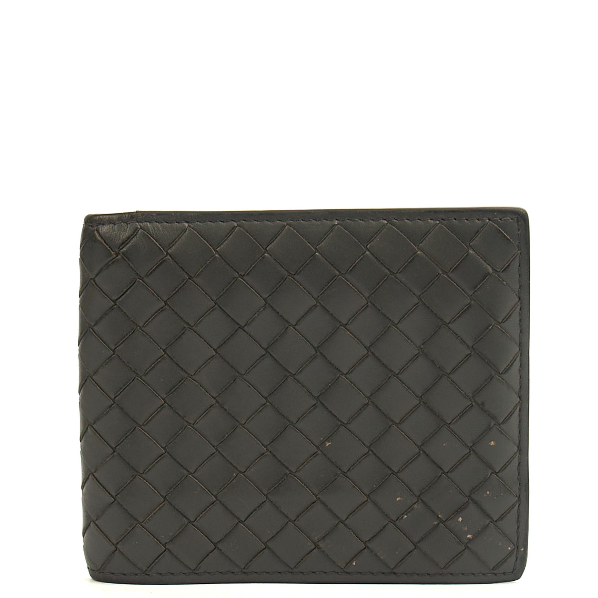 Bottega Veneta Wallet Bi-Fold Wallet in Black, Intrecciato Nappa — Front View