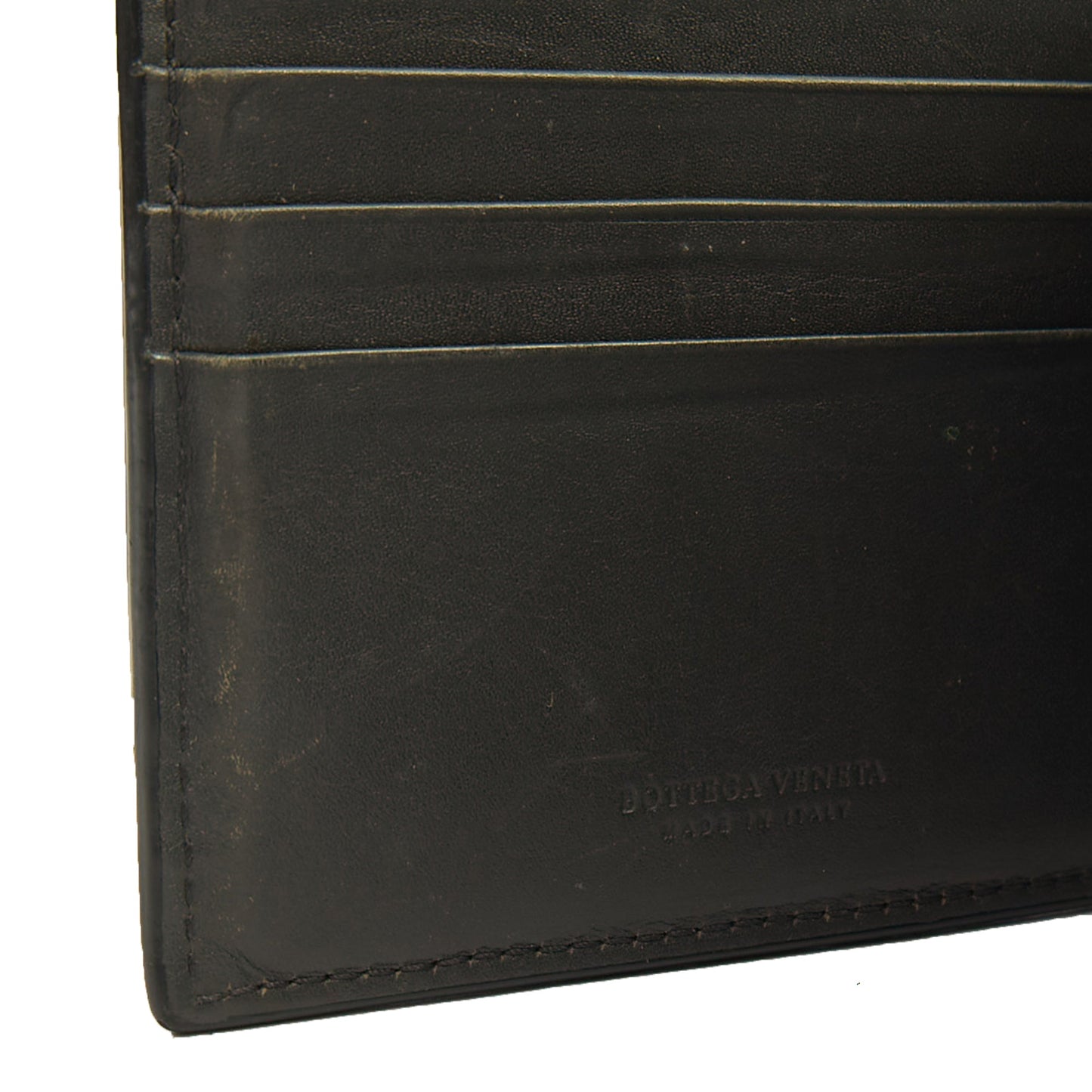 Bottega Veneta Wallet Bi-Fold Wallet in Black, Intrecciato Nappa — Detail View