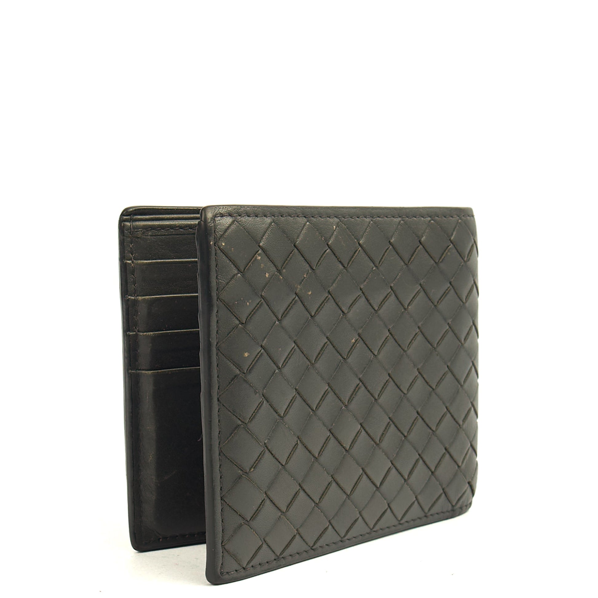 Bottega Veneta Wallet Bi-Fold Wallet in Black, Intrecciato Nappa — Alternate View 8