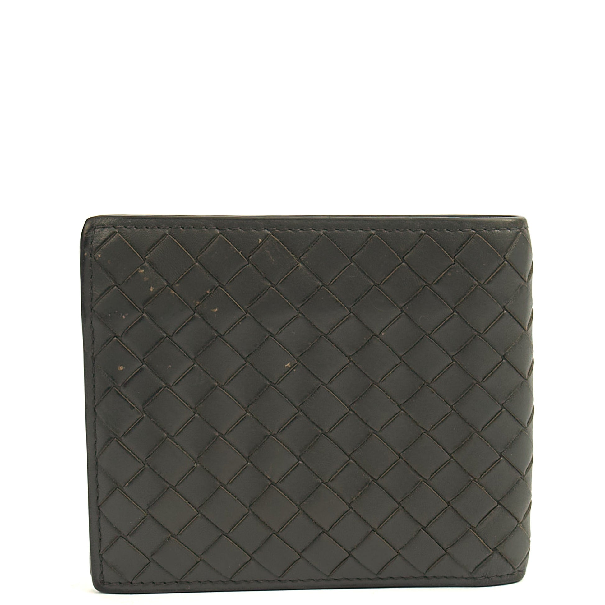 Bottega Veneta Wallet Bi-Fold Wallet in Black, Intrecciato Nappa — Back View