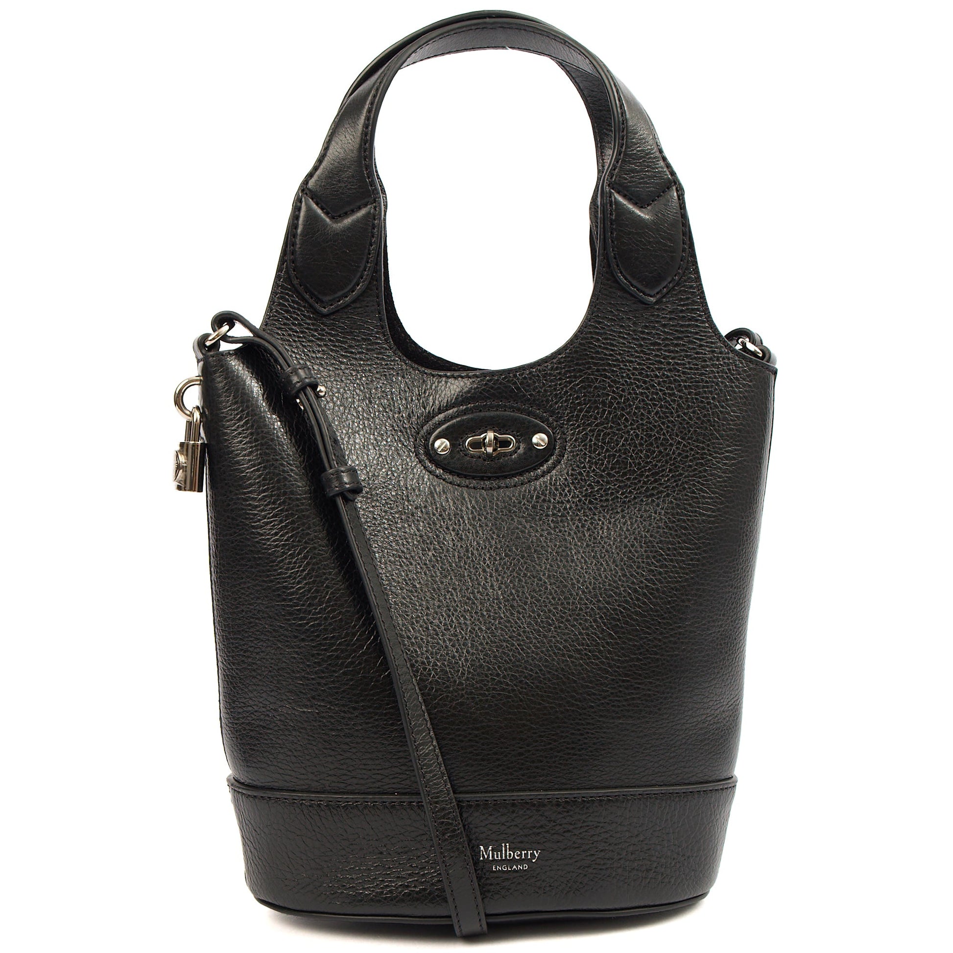 Mulberry Bucket Bag Lily - Tote  in Black, Crinkle Patent — Front View