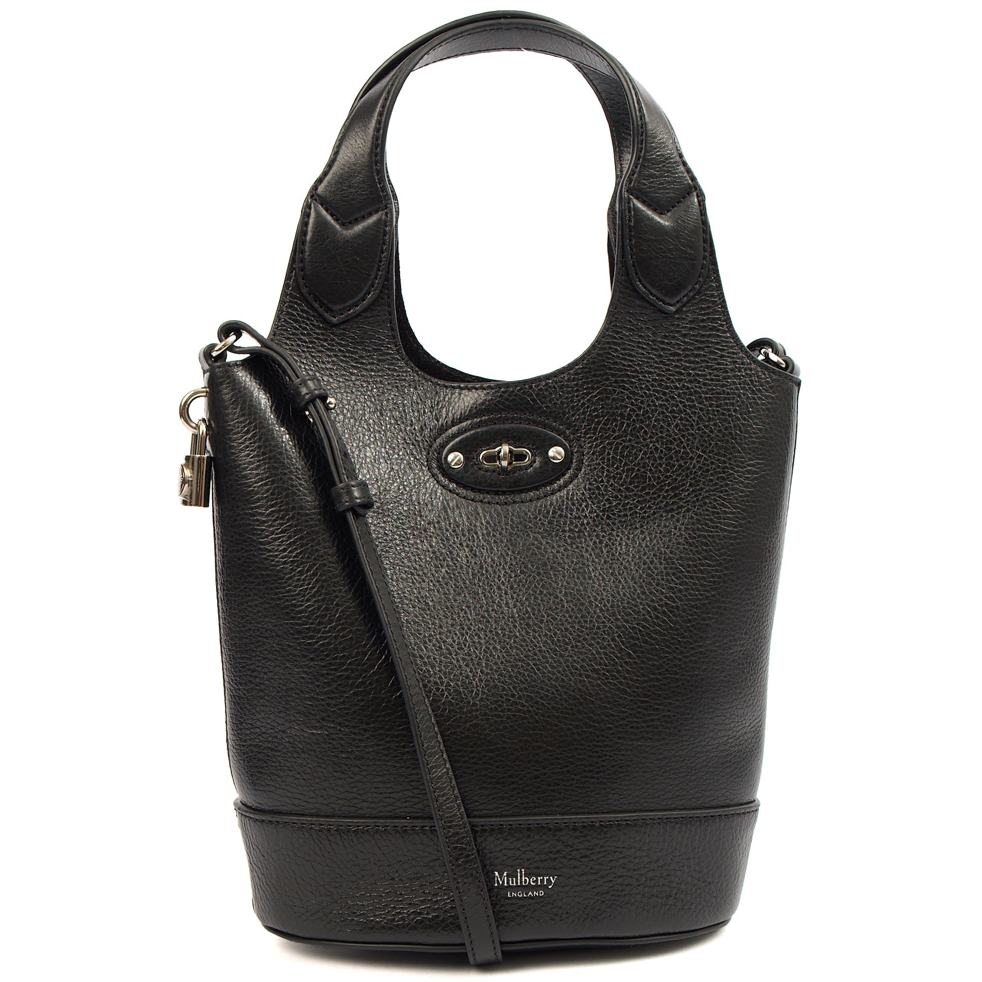 Mulberry Bucket Bag Lily - Tote  in Black, Crinkle Patent — Front View