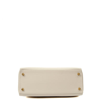 Hermes Top Handle Kelly 28 in Gris Perle, Evercolour — Top View