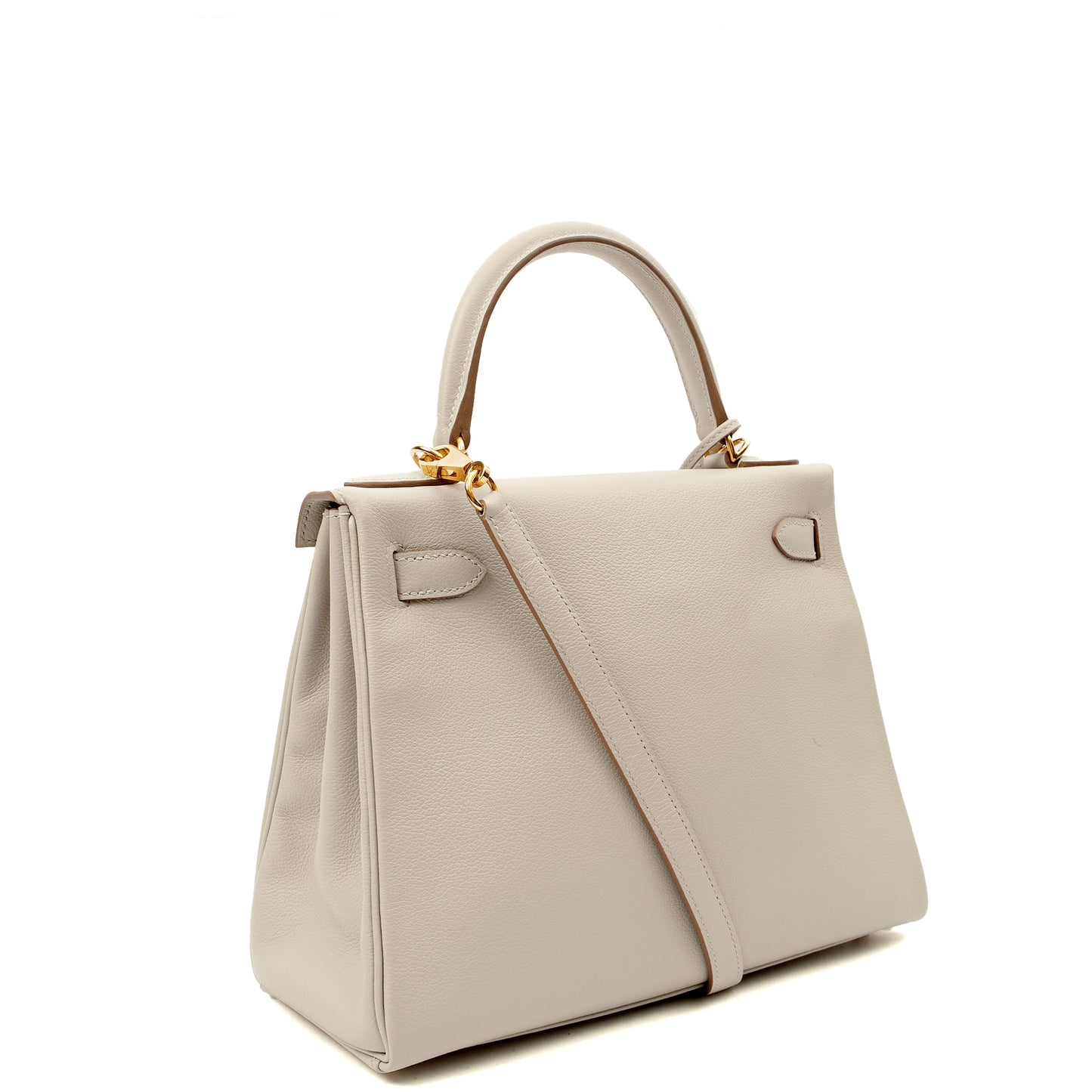 Hermes Top Handle Kelly 28 in Gris Perle, Evercolour — Side View