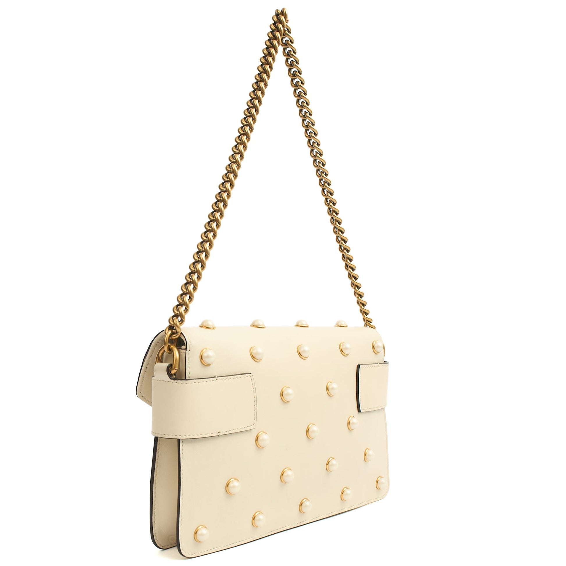 Gucci Cross Body Queen Margaret in Cream, Leather — Side View
