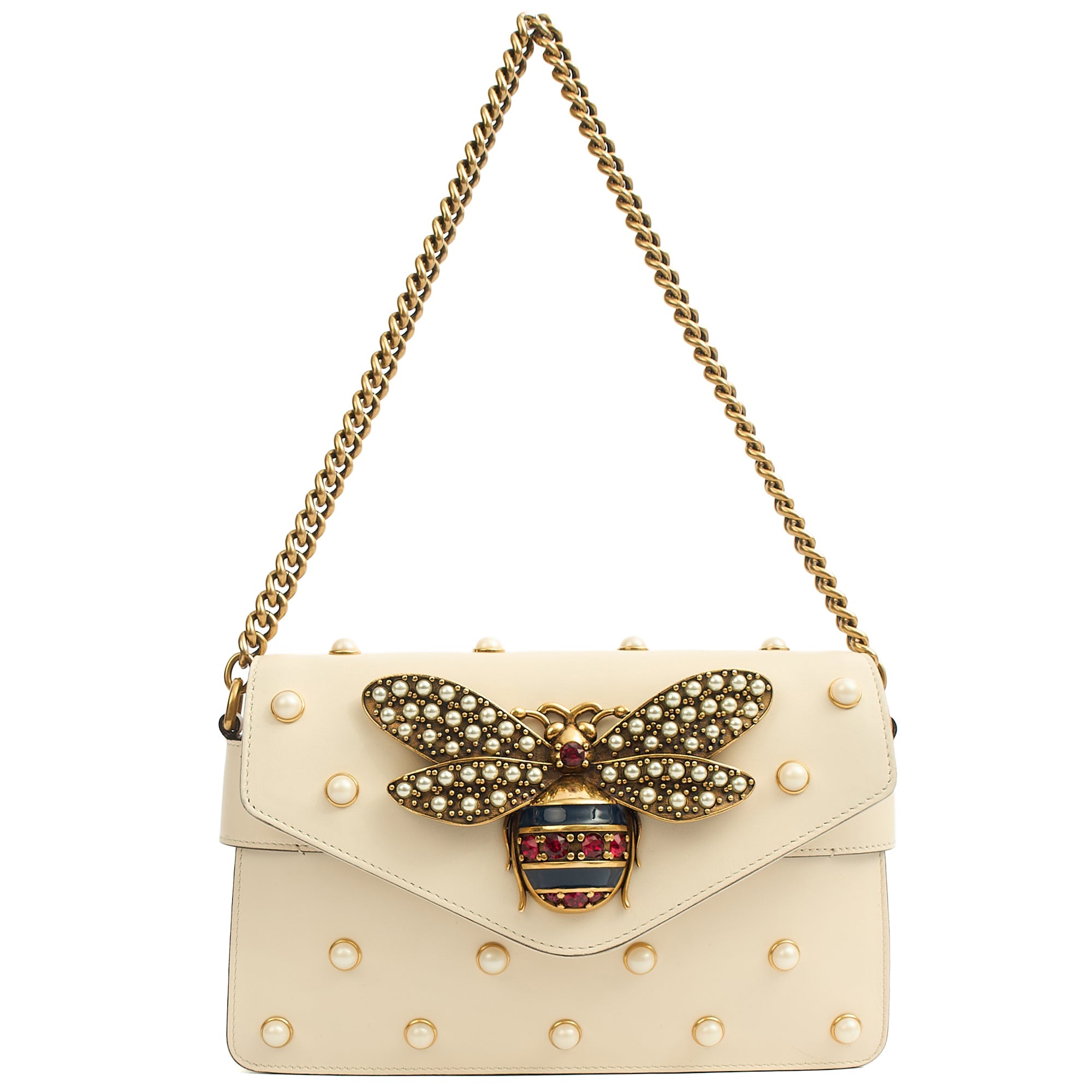 Gucci Cross Body Queen Margaret in Cream, Leather — Front View