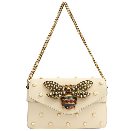 Gucci Cross Body Queen Margaret in Cream, Leather — Front View